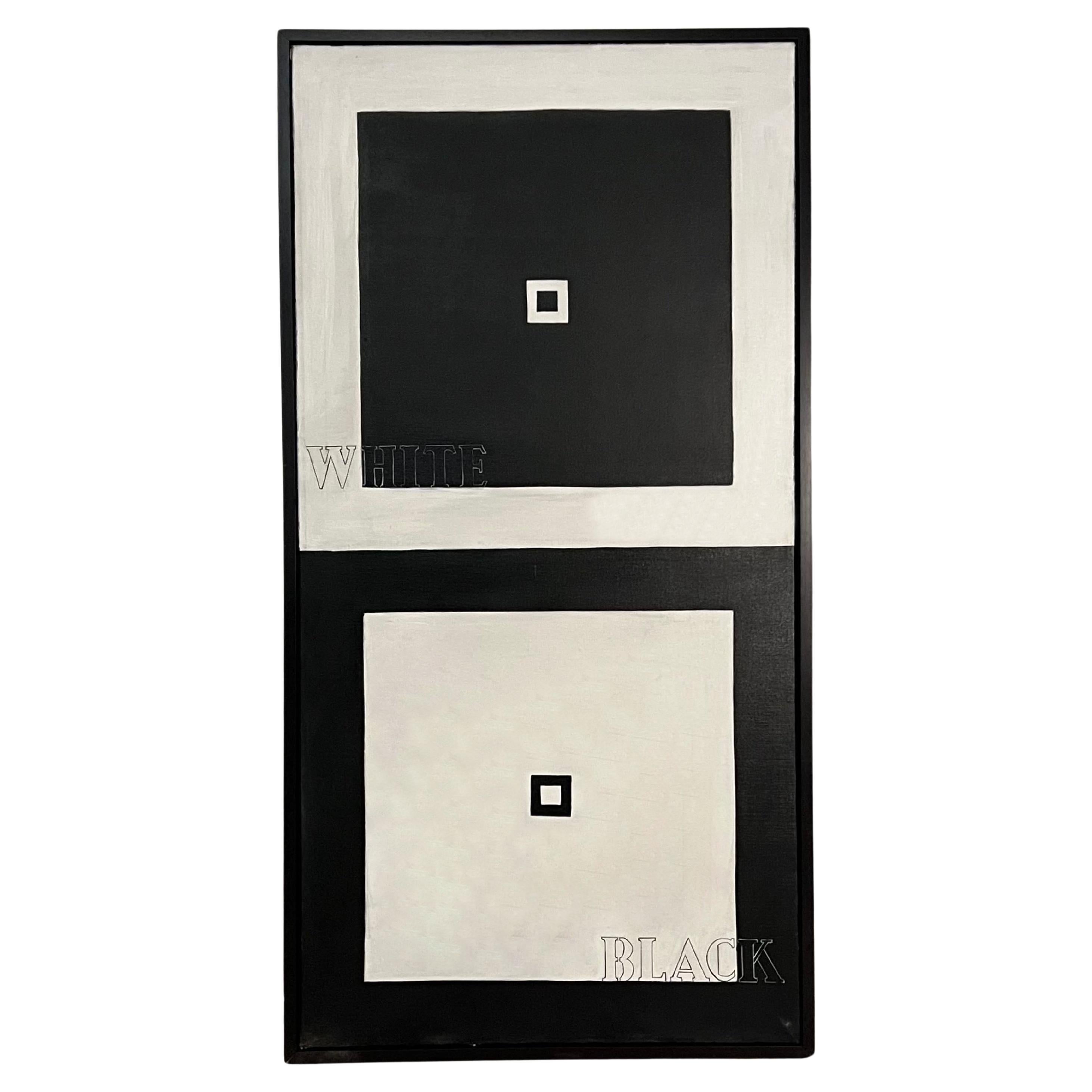 Huile sur toile « Black on White on Black on White » (Noir sur blanc sur blanc) de David Segel en vente