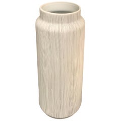 Black on White Porcelain Fine Striped Vase, Thailand, Contemporary