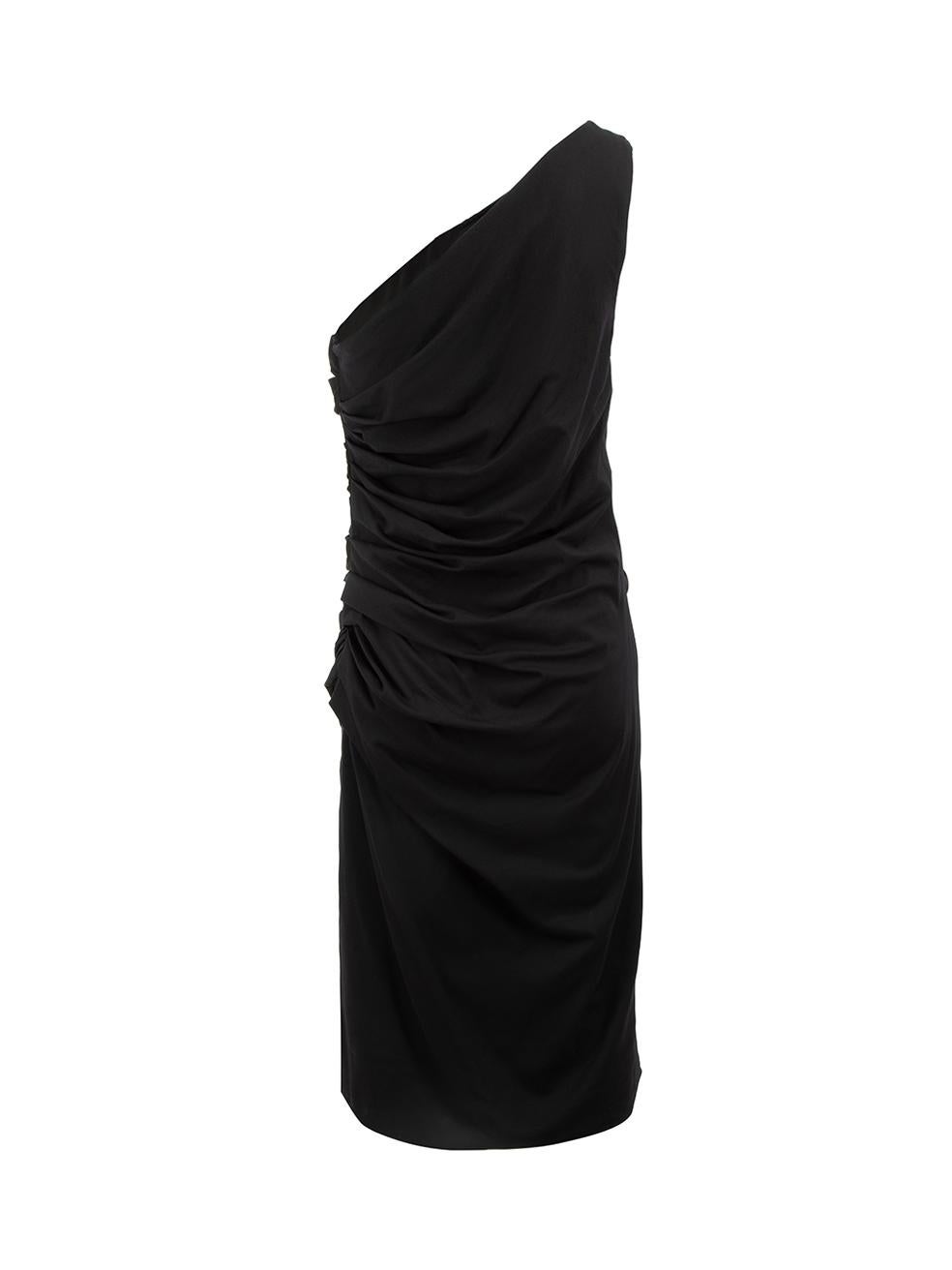 Sportmax Black One-Shoulder Ruffle Dress Size L In Good Condition In London, GB