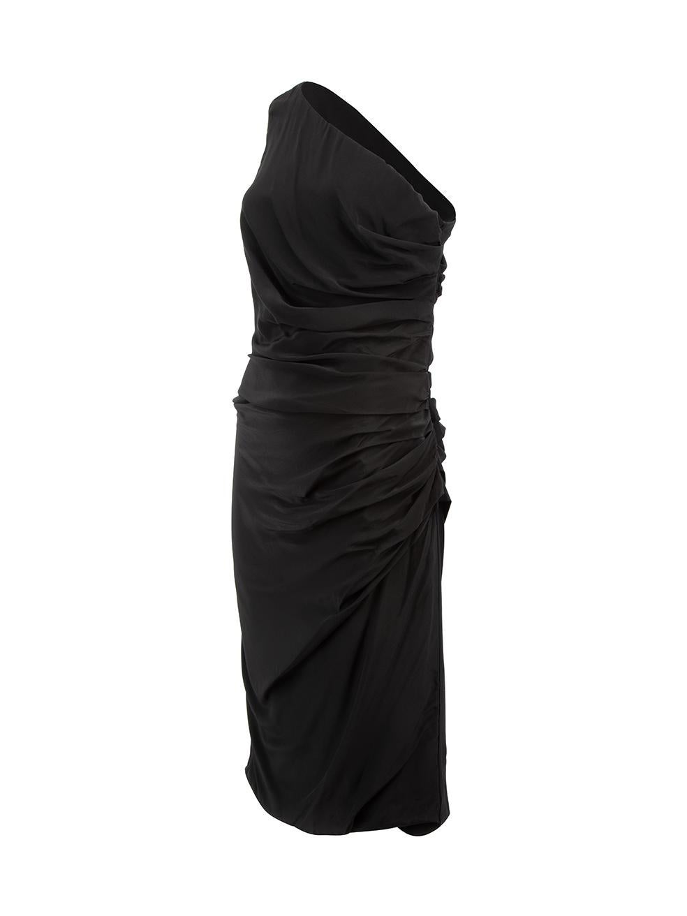 Women's Sportmax Black One-Shoulder Ruffle Dress Size L