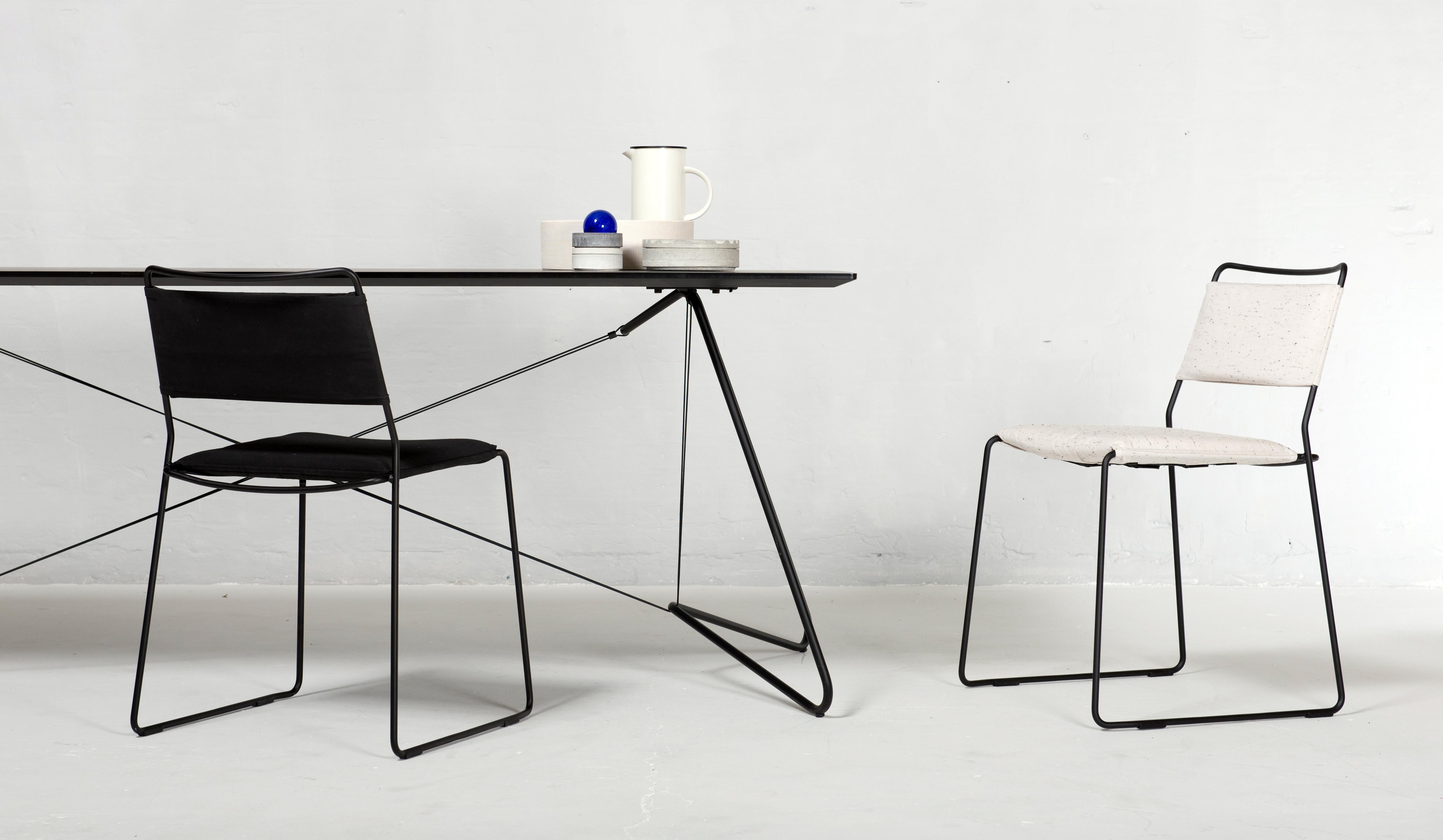 Danish Black One Wire Chair, White Frame, by OK Design For Sale