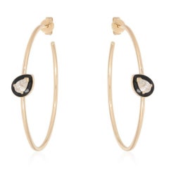 Black Onyx 14K (or 18k upon request) Yellow Gold Teardrop Hoop Earrings
