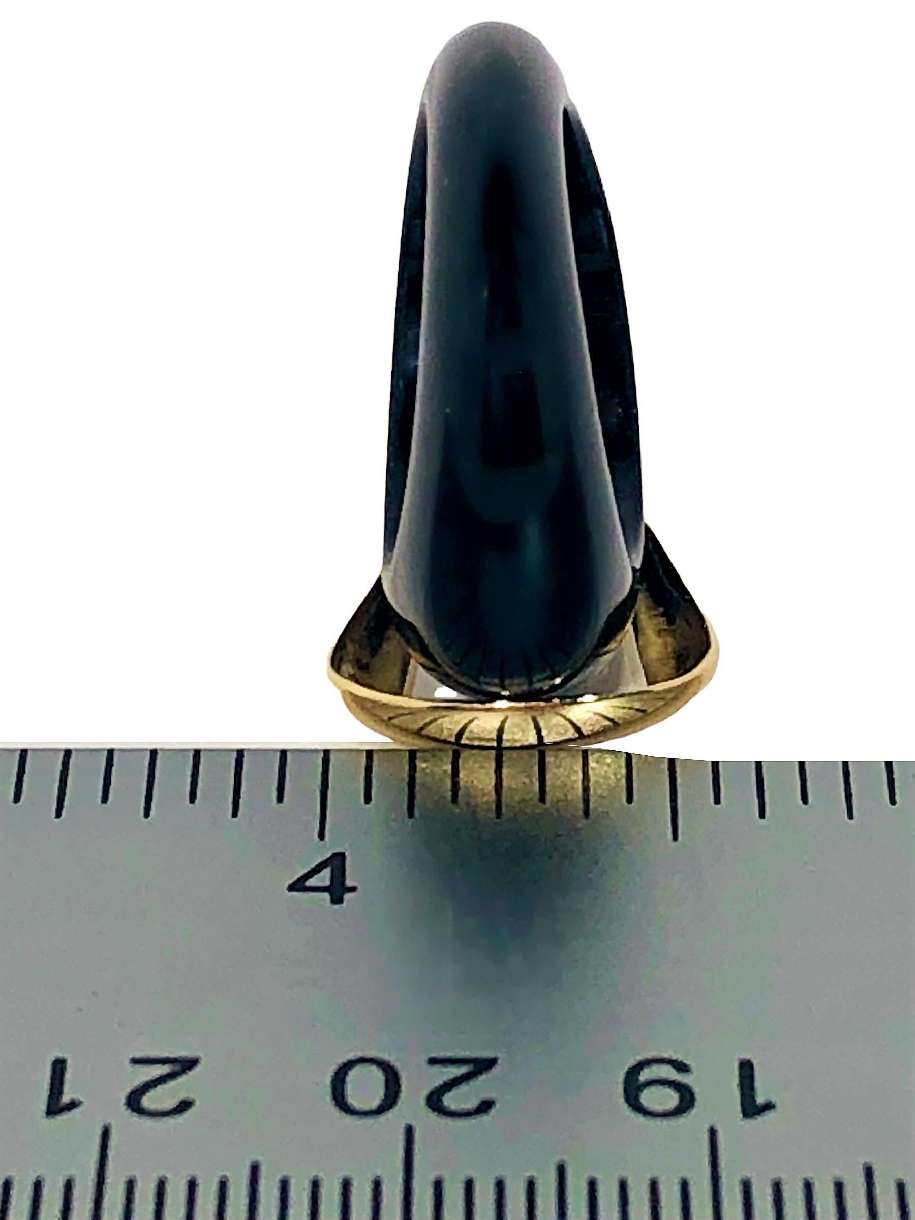 Black Onyx, 14K Yellow Gold and Diamond Buckle Ring For Sale 2