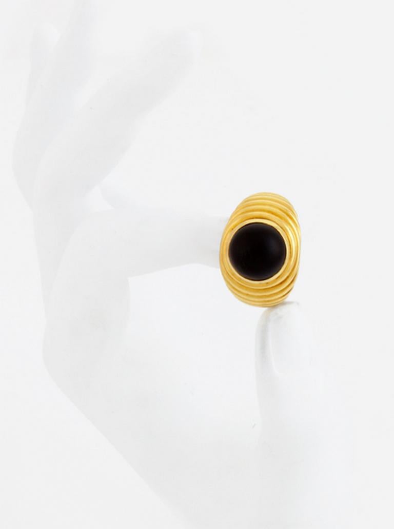 Women's Black Onyx 18 Karat Gold WHIRLPOOL Ring by John Landrum Bryant For Sale