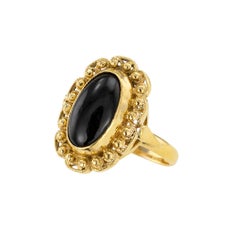 Black Onyx 22 Karat Yellow Gold Ring