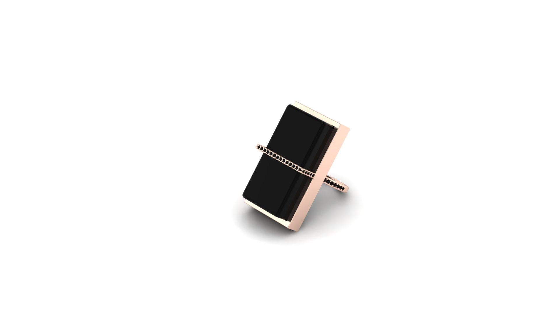 For Sale:  Black Onyx and Black Diamond Cocktail Ring Comprised 14k Gold 5