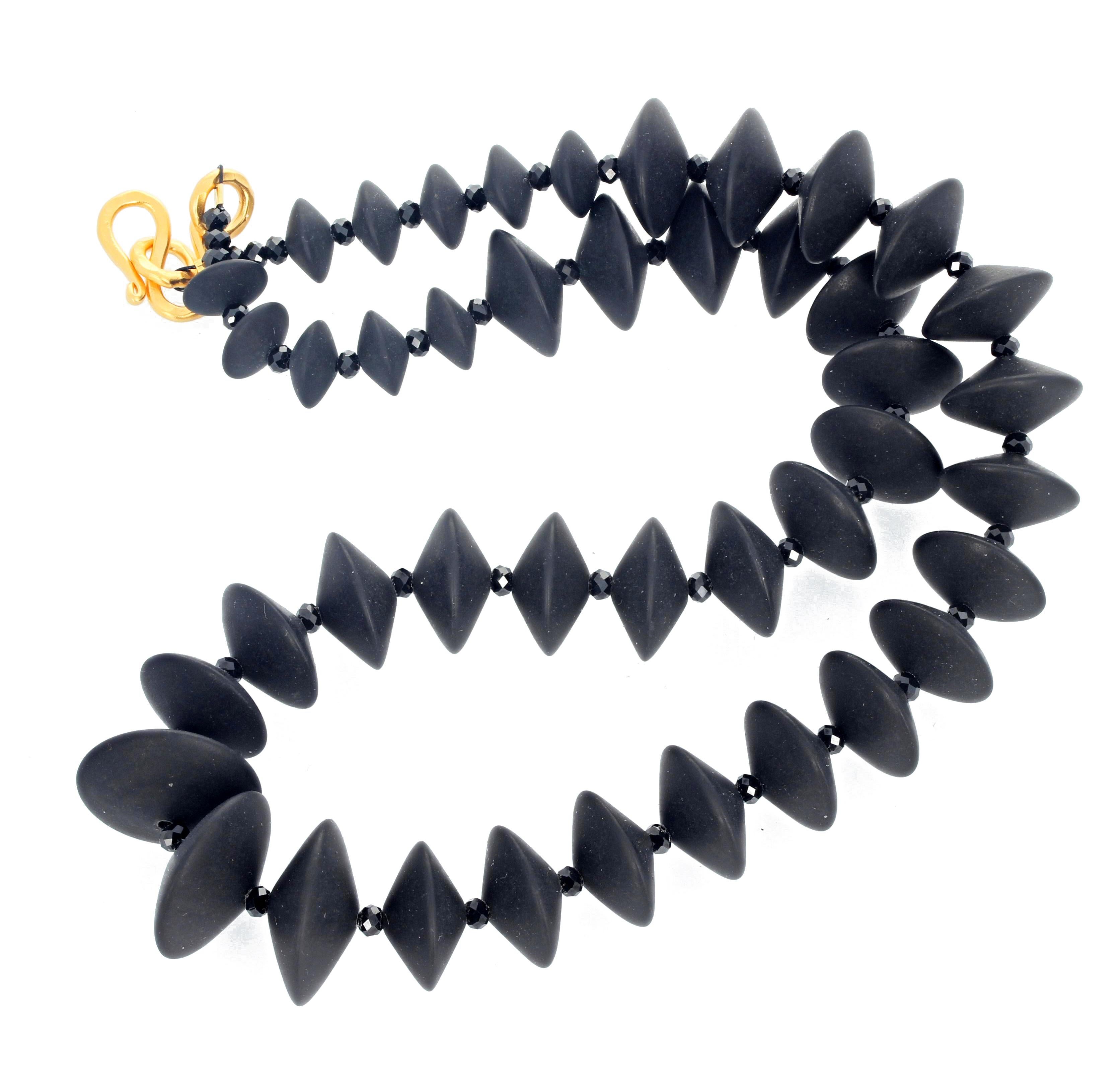 AJD Superbly Elegant Real Black Onyx & Elegant Real Black Spinel Necklace