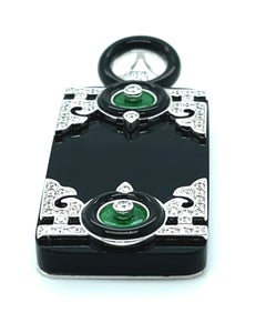 Black Onyx and Chrome Diopside Necklace with Onyx, Jade & Diamond Enhancer