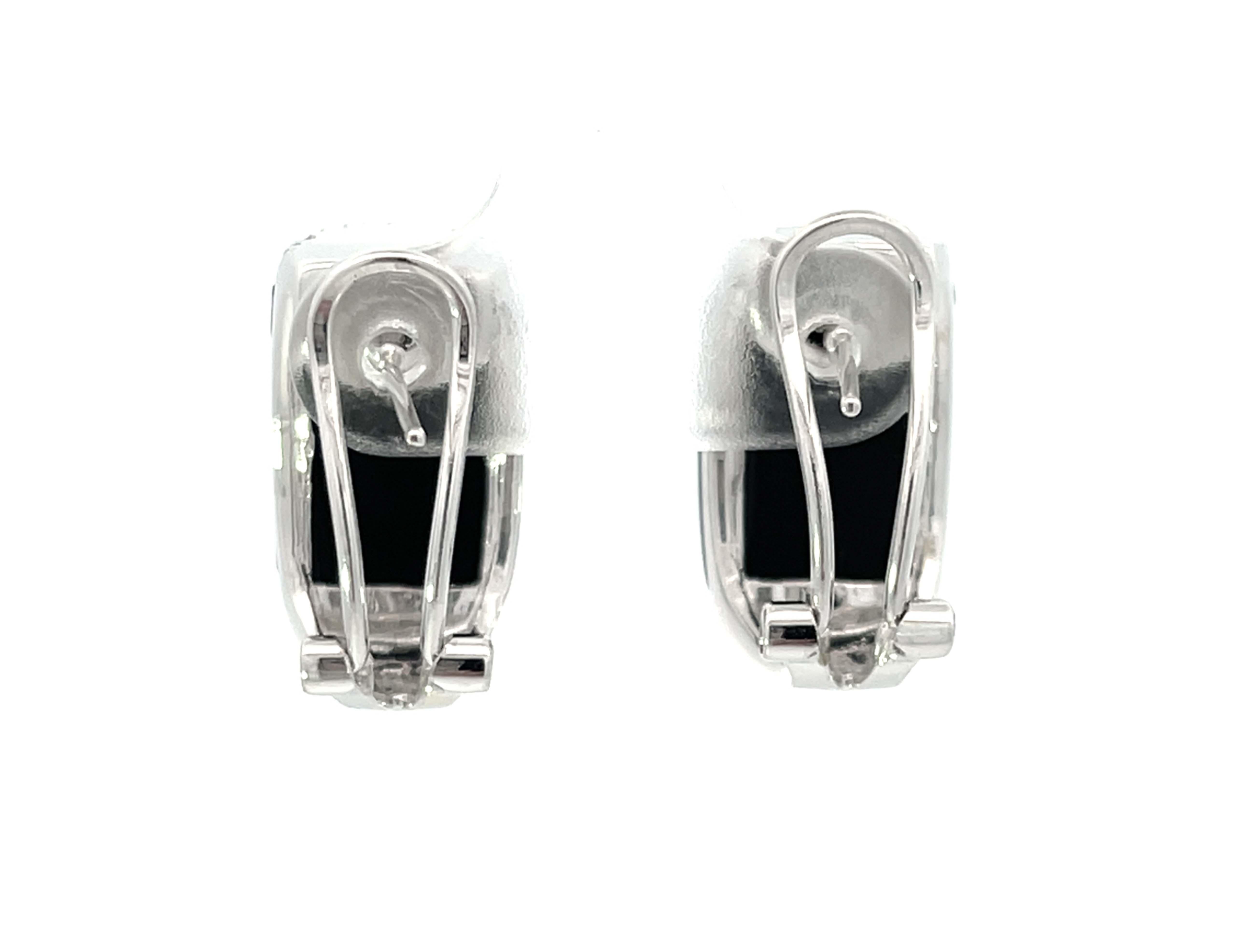 Black Onyx and Diamond Earrings 14k White Gold For Sale 1
