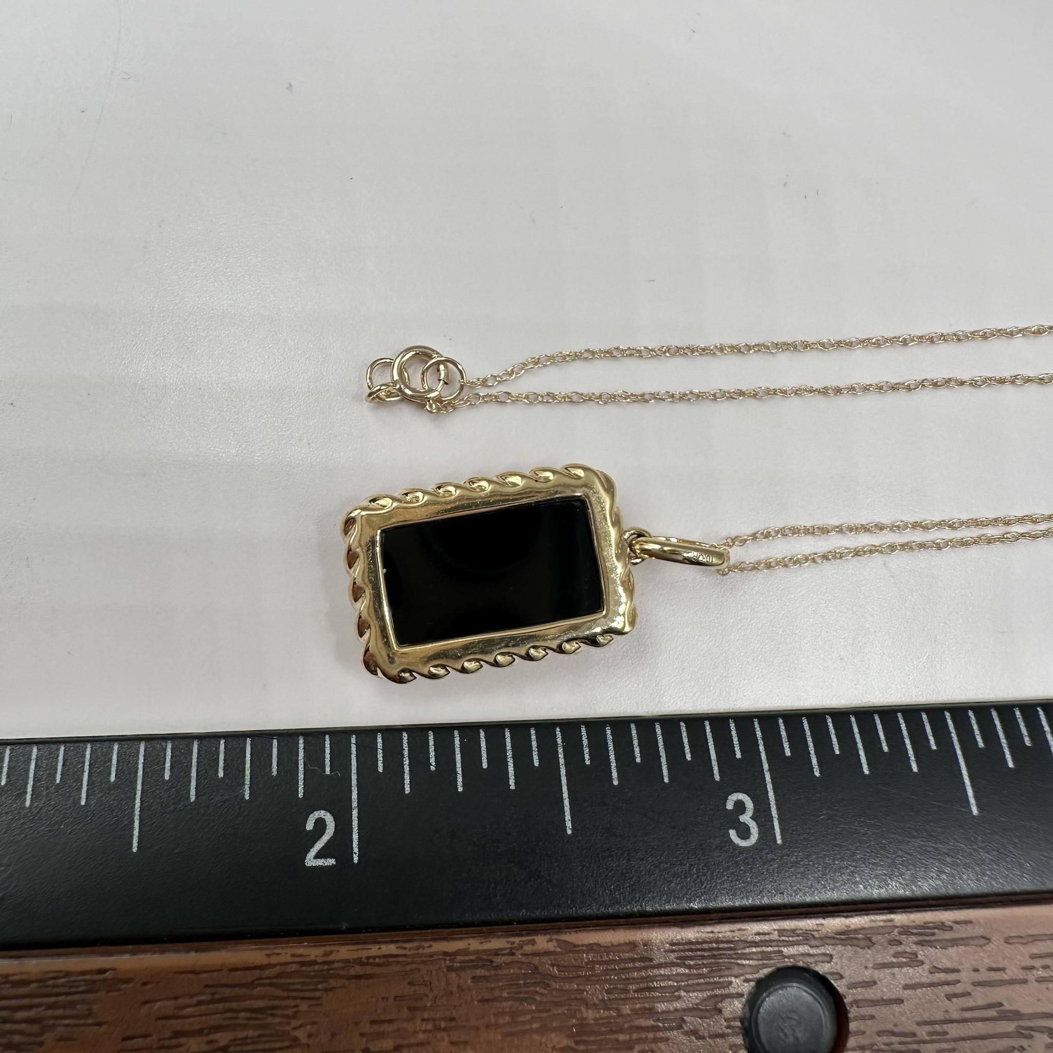 Femenino o masculino Collar de Ónix Negro y Diamantes en Oro Amarillo de 10kt - 0.06ctw Diamantes, 18 In. en venta