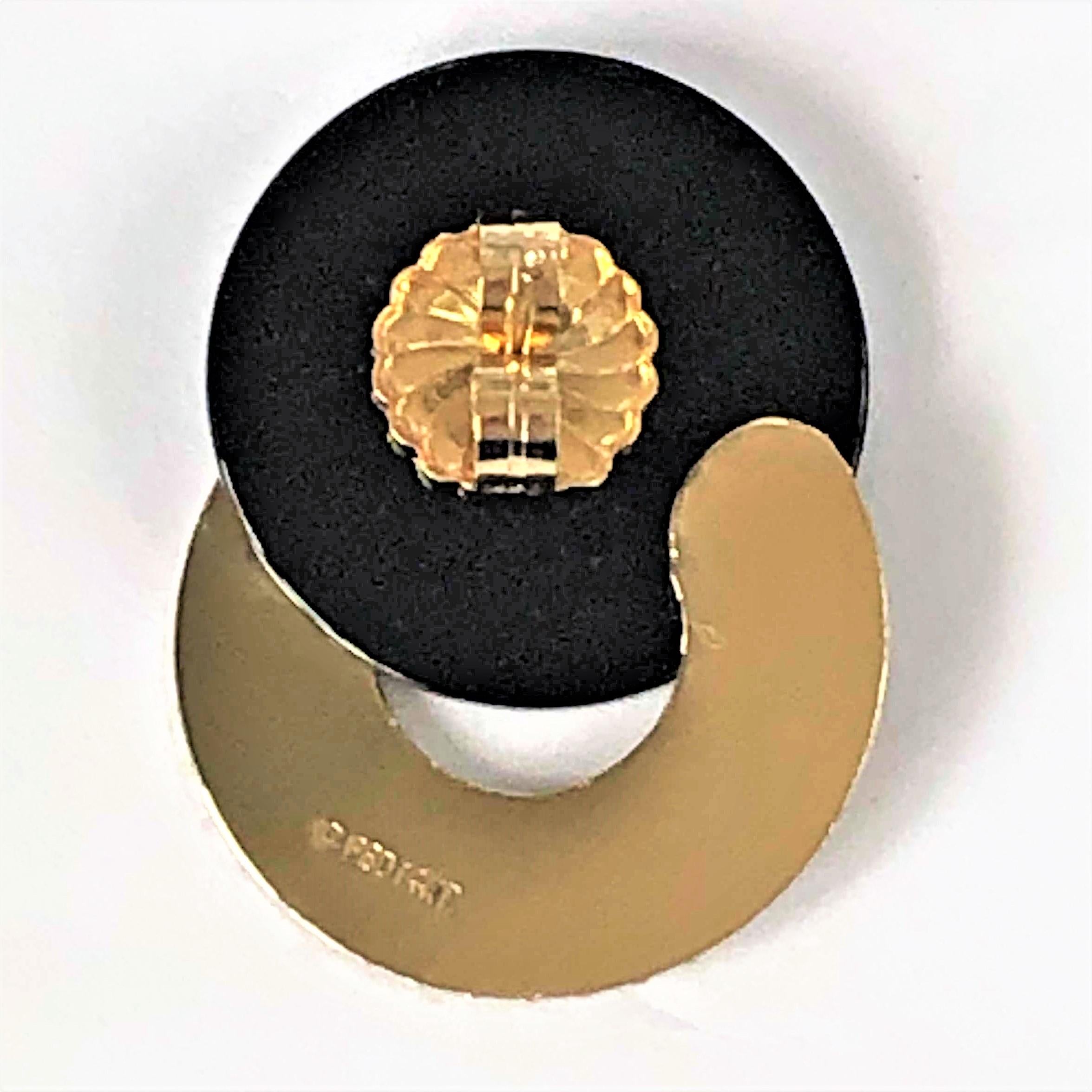 Black Onyx and Gold Modernist Earrings 1
