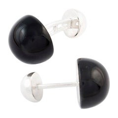 Black Onyx and Hallmarked Sterling Silver Torran Cufflinks