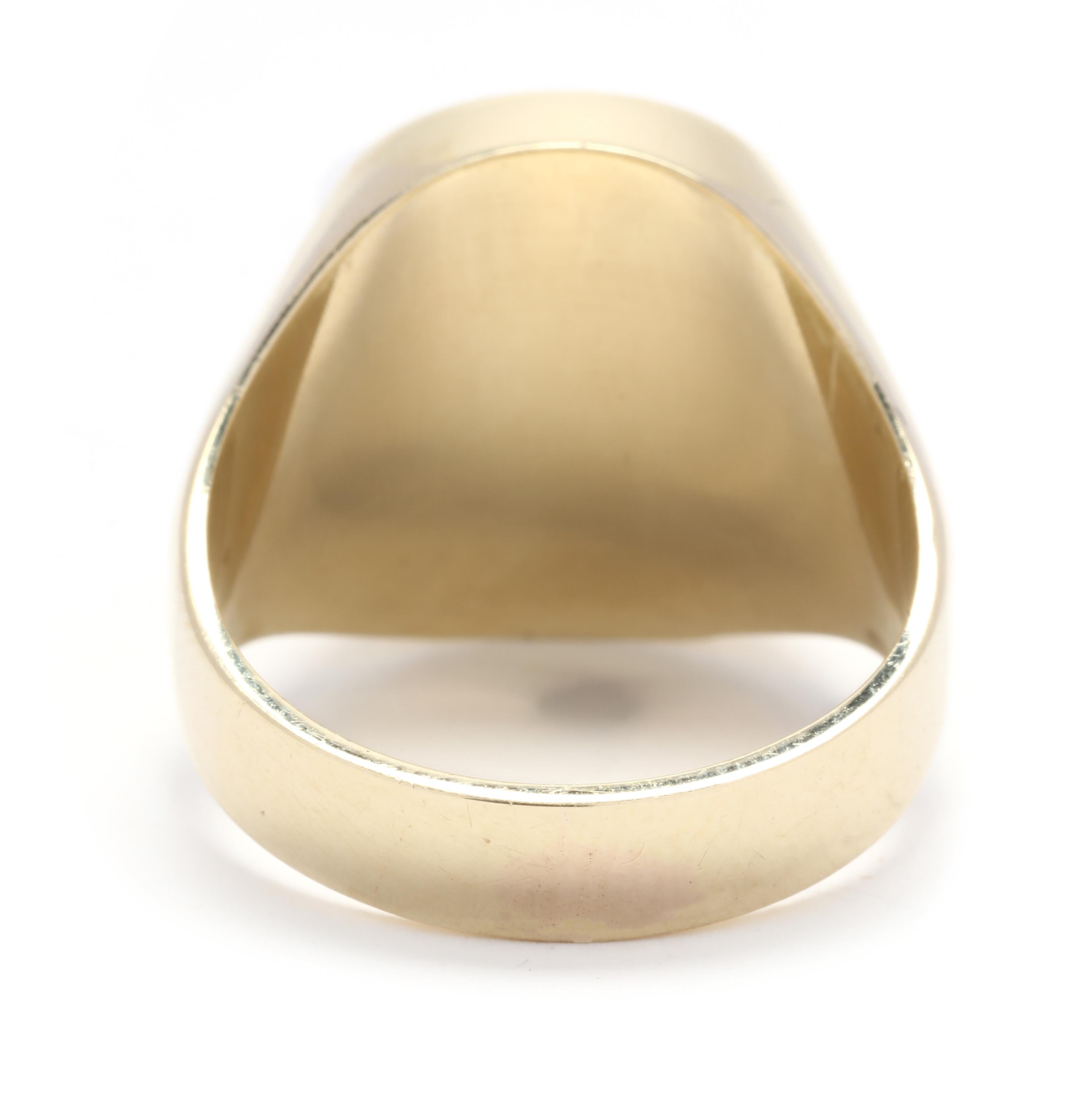 Mixed Cut Black Onyx and Malachite Ring, 14KT Yellow Gold, Ring Size 10, Large Statement