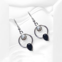 Black Onyx and Pearls Earrings