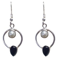 Black Onyx and Pearls Earrings