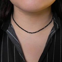 Black Onyx Bead Adjustable Choker Necklace