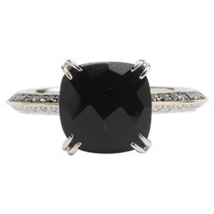 Black Onyx, Black and White Diamonds Fashion Ring