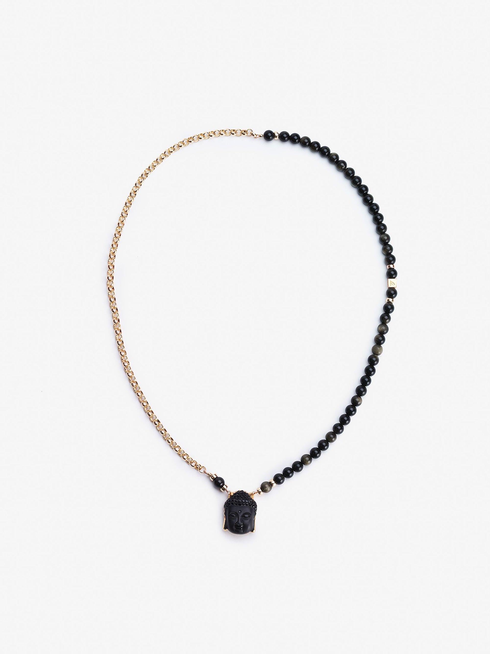 Artisan Black Onyx Buddha Change Necklace  For Sale