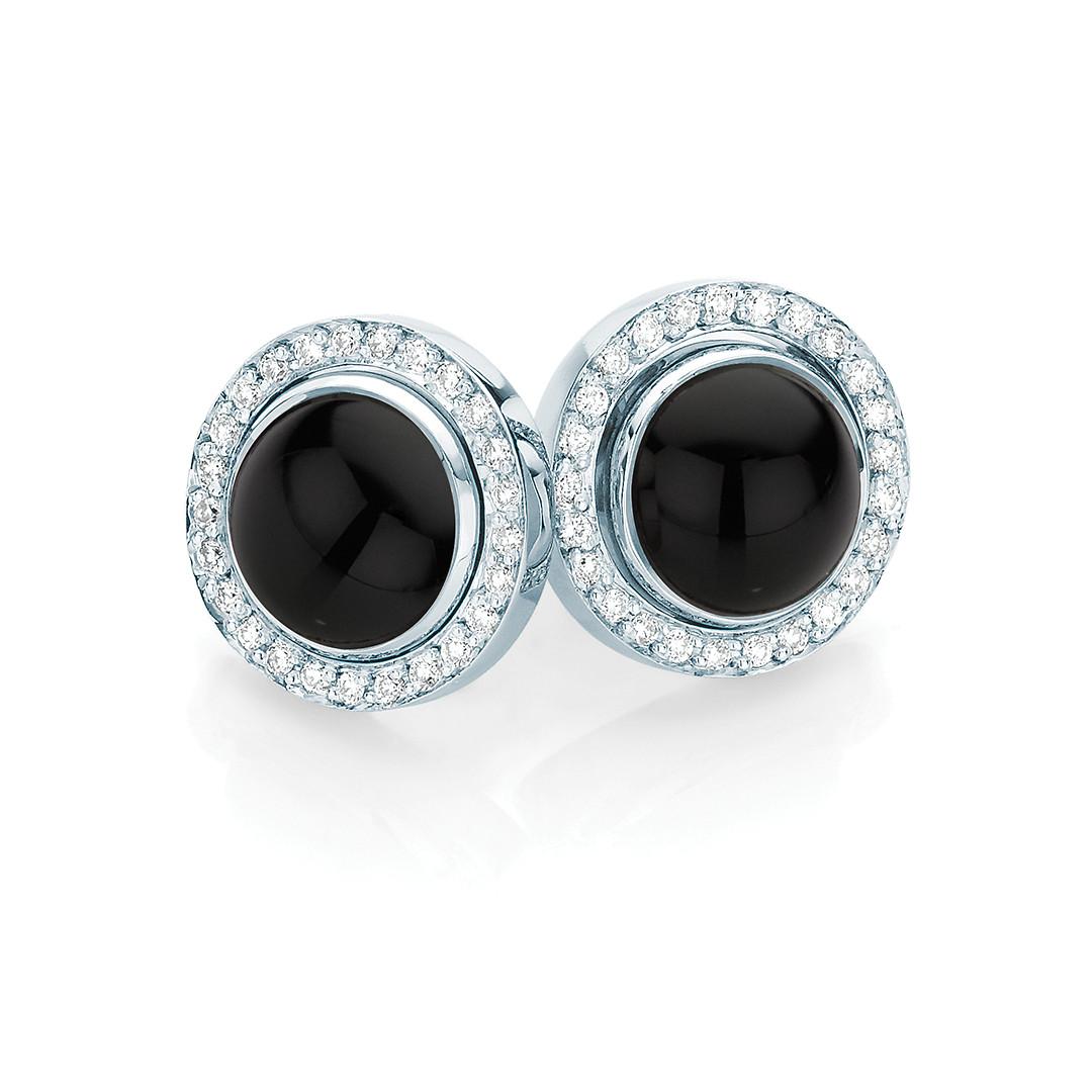 black onyx and diamond stud earrings