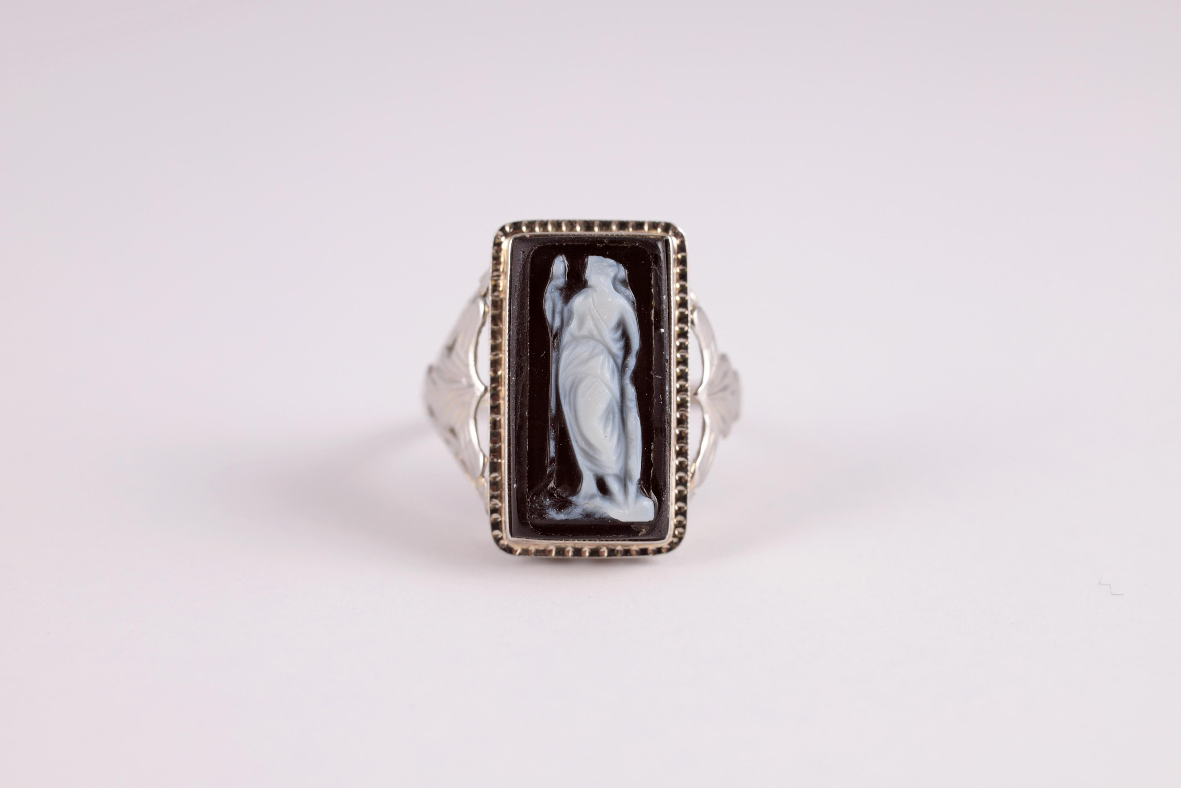 Women's or Men's Black Onyx Cameo Ring