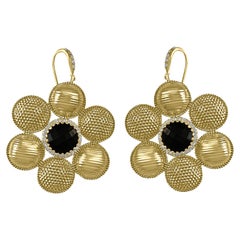Twin Elegance Black Onyx Circle Clusters Earrings