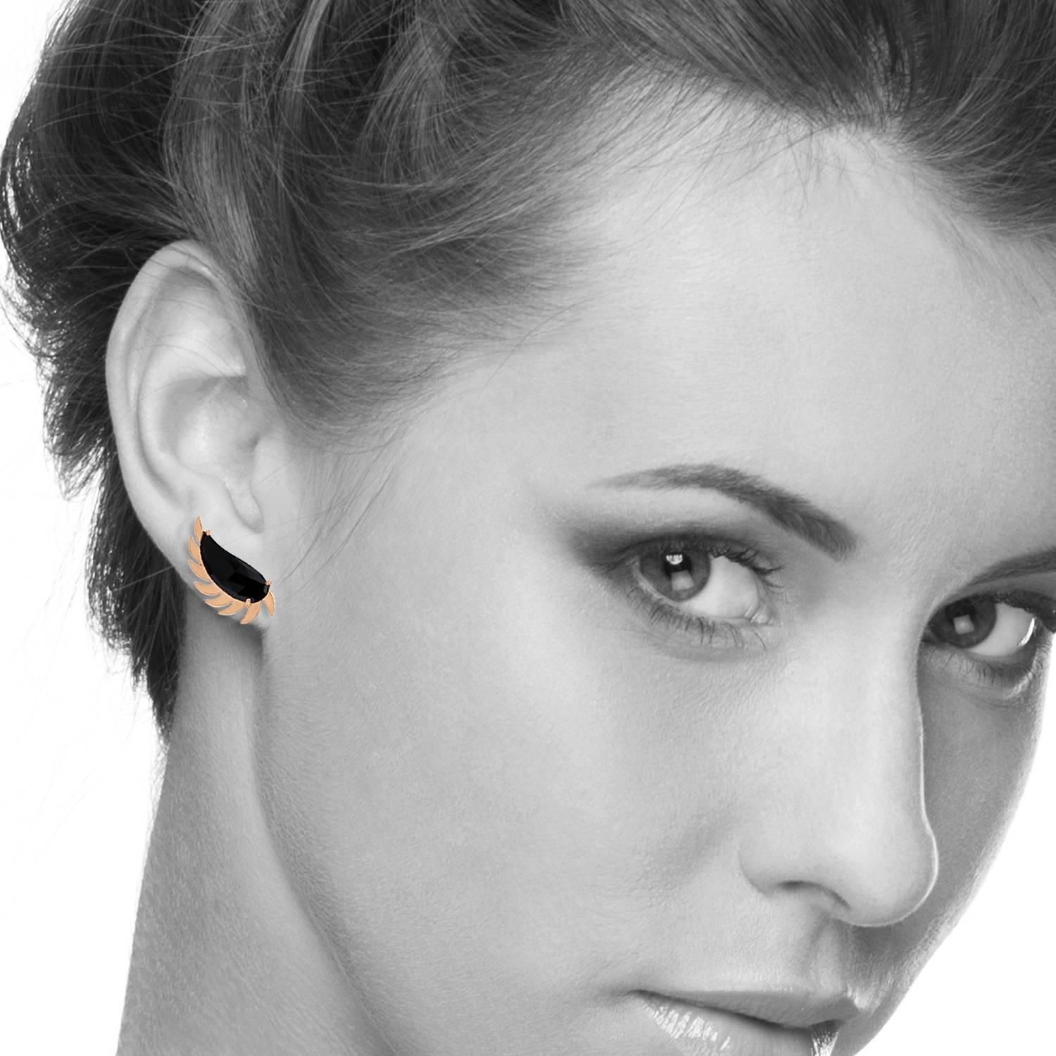 Schwarzer schwarzer Onyx Klauen halbmondförmige Meghna Juwelen Ohrstecker (Zeitgenössisch) im Angebot