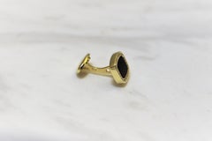 Manschettenknöpfe aus schwarzem Onyx mit Diamanten im Brillantschliff aus 14 Karat Gelbgold