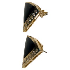 Pendientes de ónix negro y diamantes en oro de 14 quilates