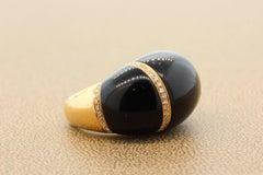 Black Onyx Diamond Gold Cocktail Ring