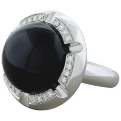 Black Onyx Diamond Gold Cocktail Ring