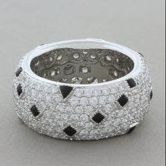 Black Onyx Diamond Gold Eternity Band Ring