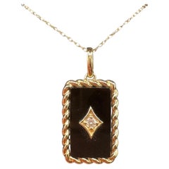 Collana di diamanti in onice nera in oro giallo 10K 0,06ctw 18in