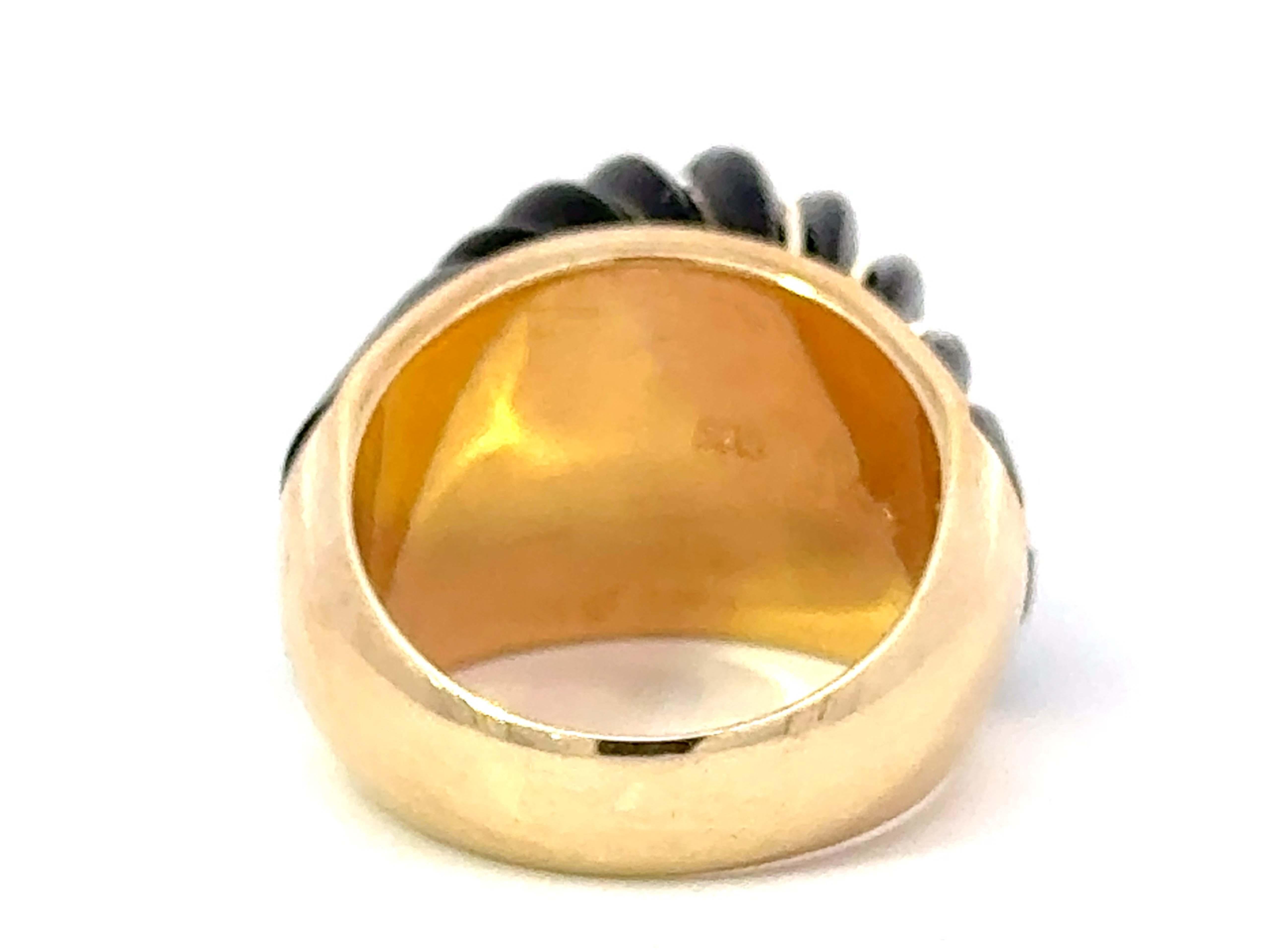 Women's Black Onyx Dome Ring 14K Yellow Gold For Sale