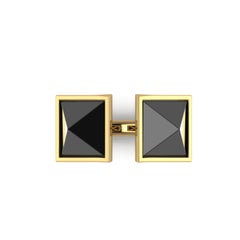 Offener Ring aus 18 Karat Gelbgold mit schwarzem Onyx und doppelten Pyramiden
