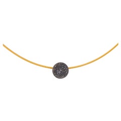 Black Onyx Drusy and 18 Karat Yellow Gold Necklace