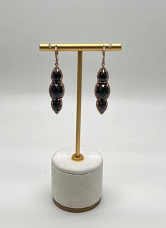 Black Onyx Faceted Diamonds Halo 14K Gold Statement Drop Dangle Earrings