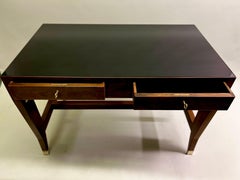 Black Onyx Glass & Walnut Italian Mid-Century Modern Executive Desk by Gio Ponti