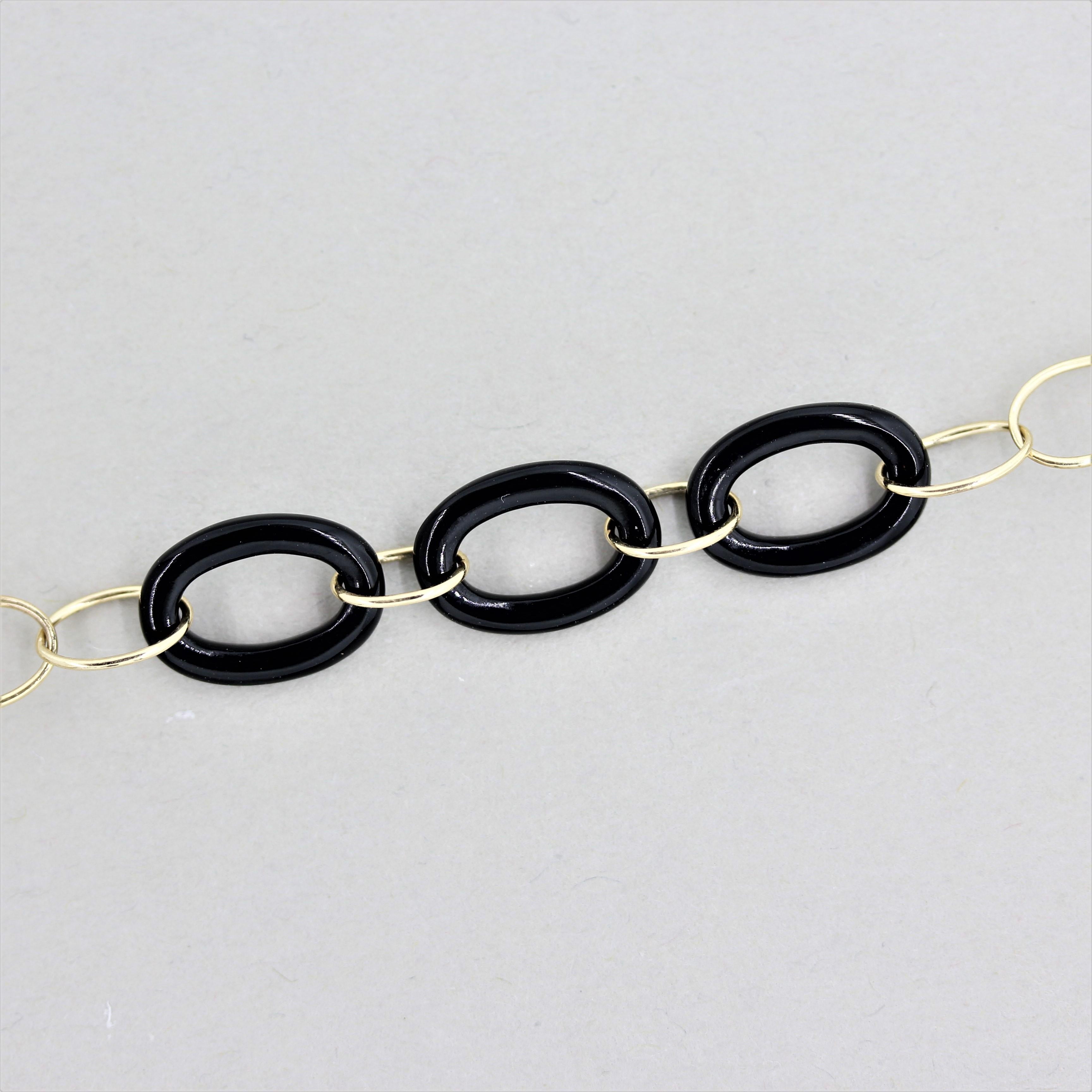 black onyx and gold necklace