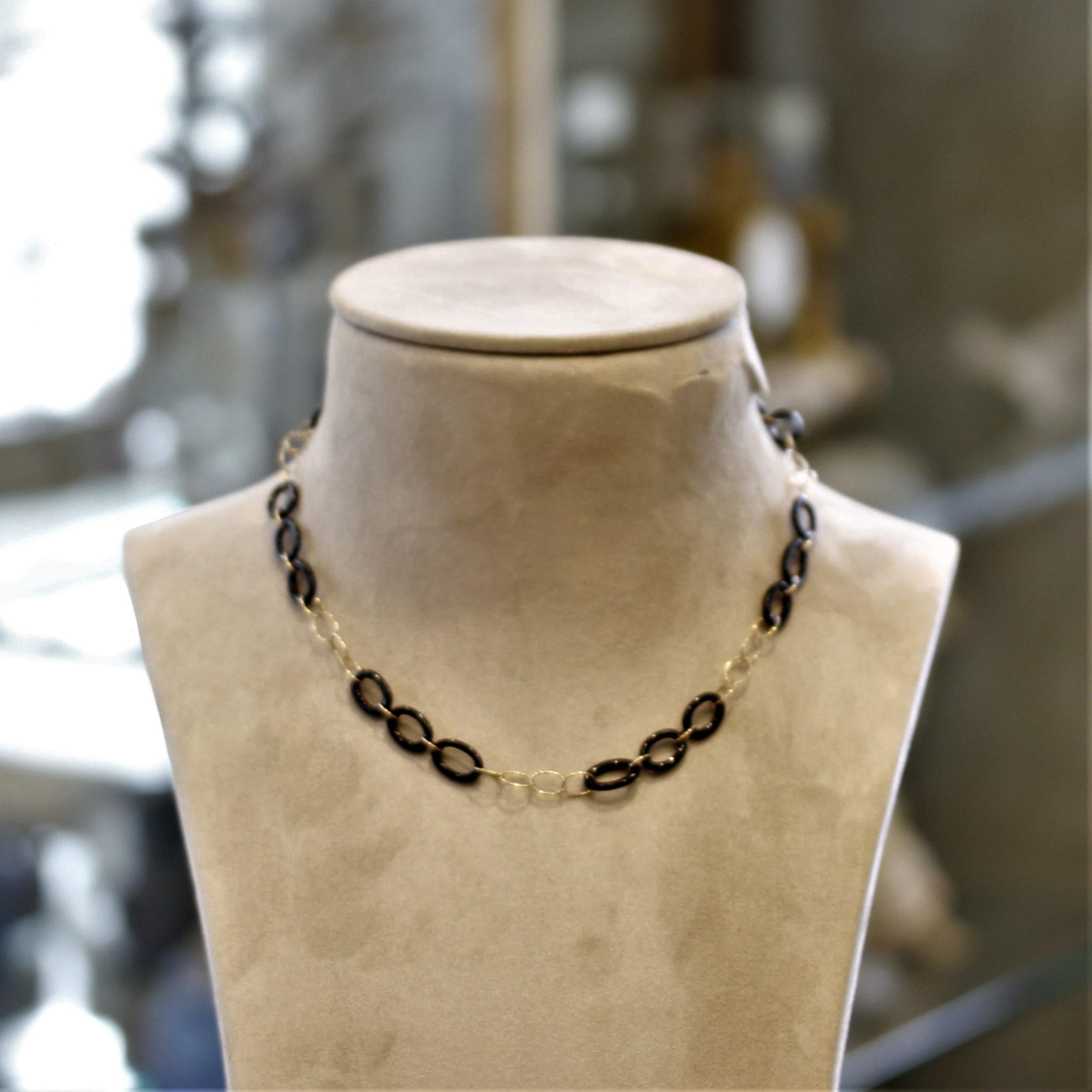 Women's Black Onyx Gold Chain Necklace For Sale