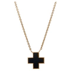 Black Onyx Inlay Heirloom Necklace 14k Yellow Gold