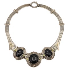 Black Onyx Italian Murano Necklace Gothic Style Necklace Made In Italy