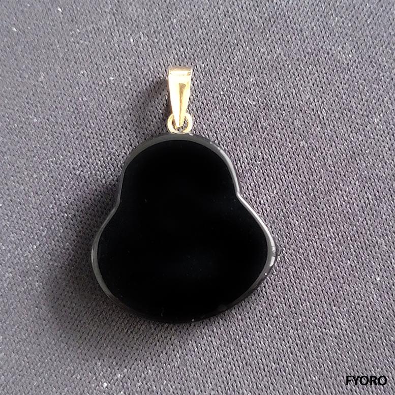 Black Onyx Laughing Buddha Pendant (With 14K Yellow Gold) For Sale 5