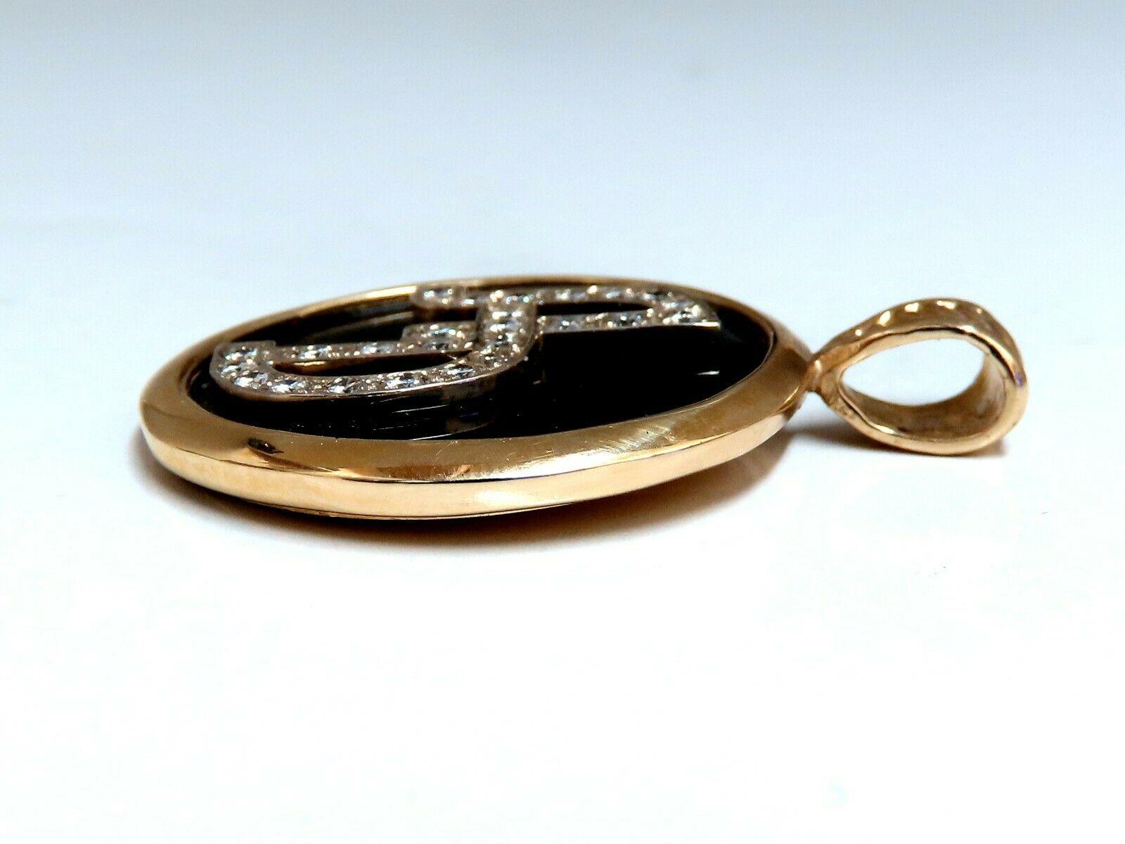 Halskette aus schwarzem Onyx mit natürlichen Diamanten, 1,52 Karat, umkehrbar im Angebot 1