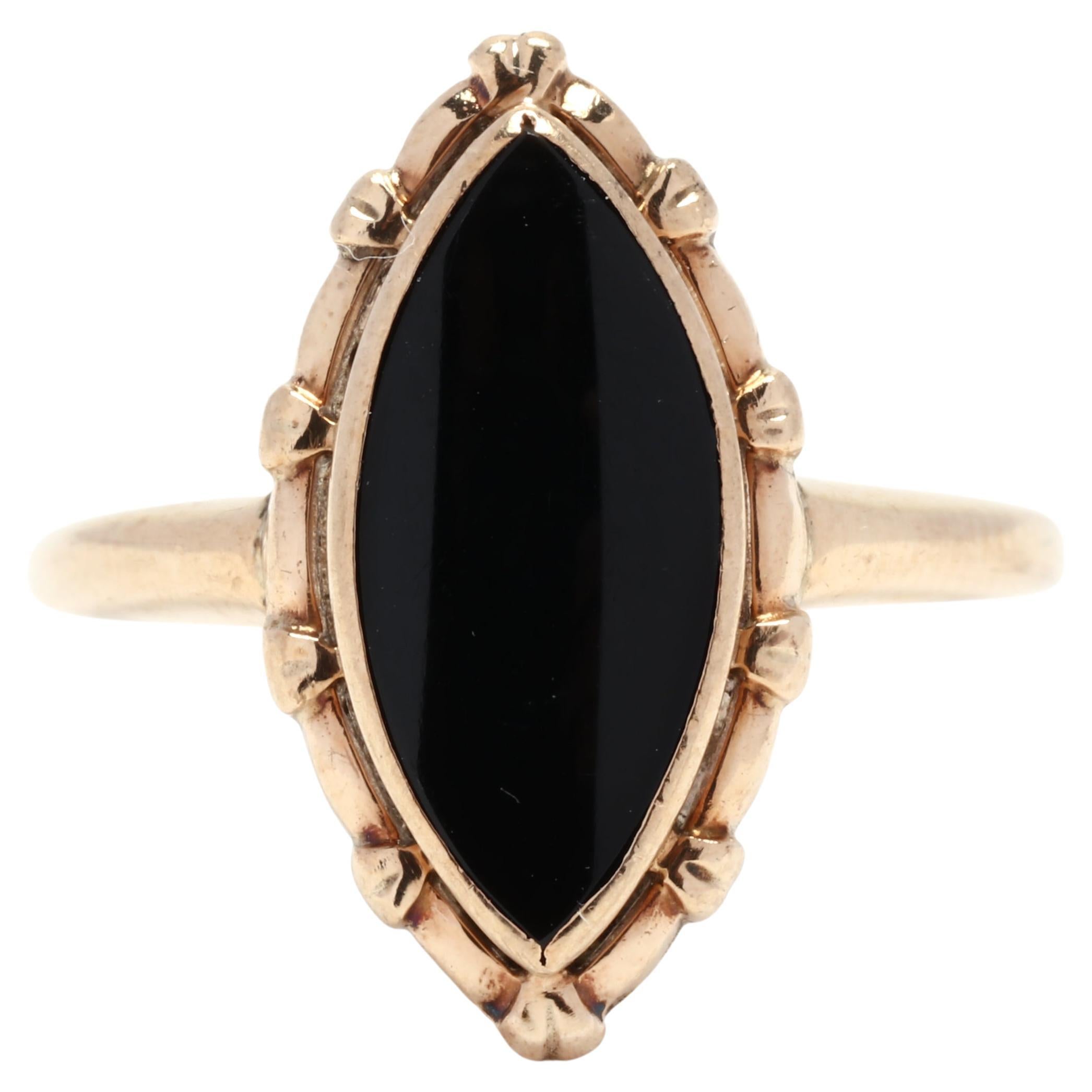 Black onyx marquise ring gold deals