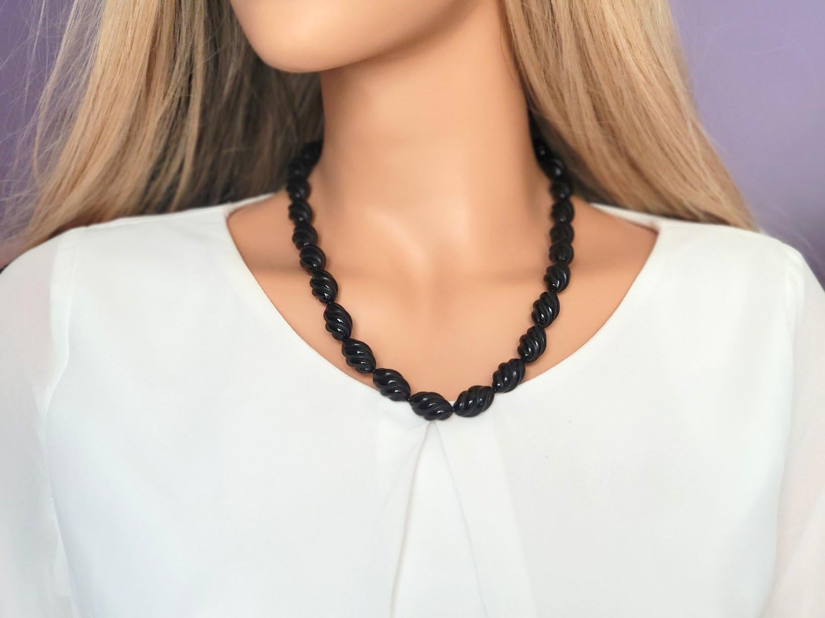 Art Deco Black Onyx Necklace For Sale