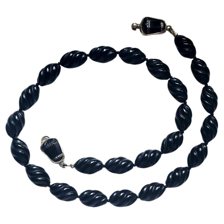 Halskette aus schwarzem Onyx im Angebot