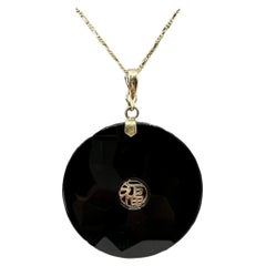 Black Onyx Necklace in 10kt Yellow Gold – Enhancer Bail, 18in, New