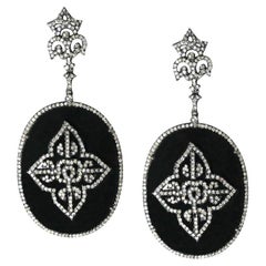 Orecchini a goccia con diamante ovale in onice nero