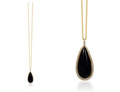 Ciondolo cabochon a forma di pera in onice nero