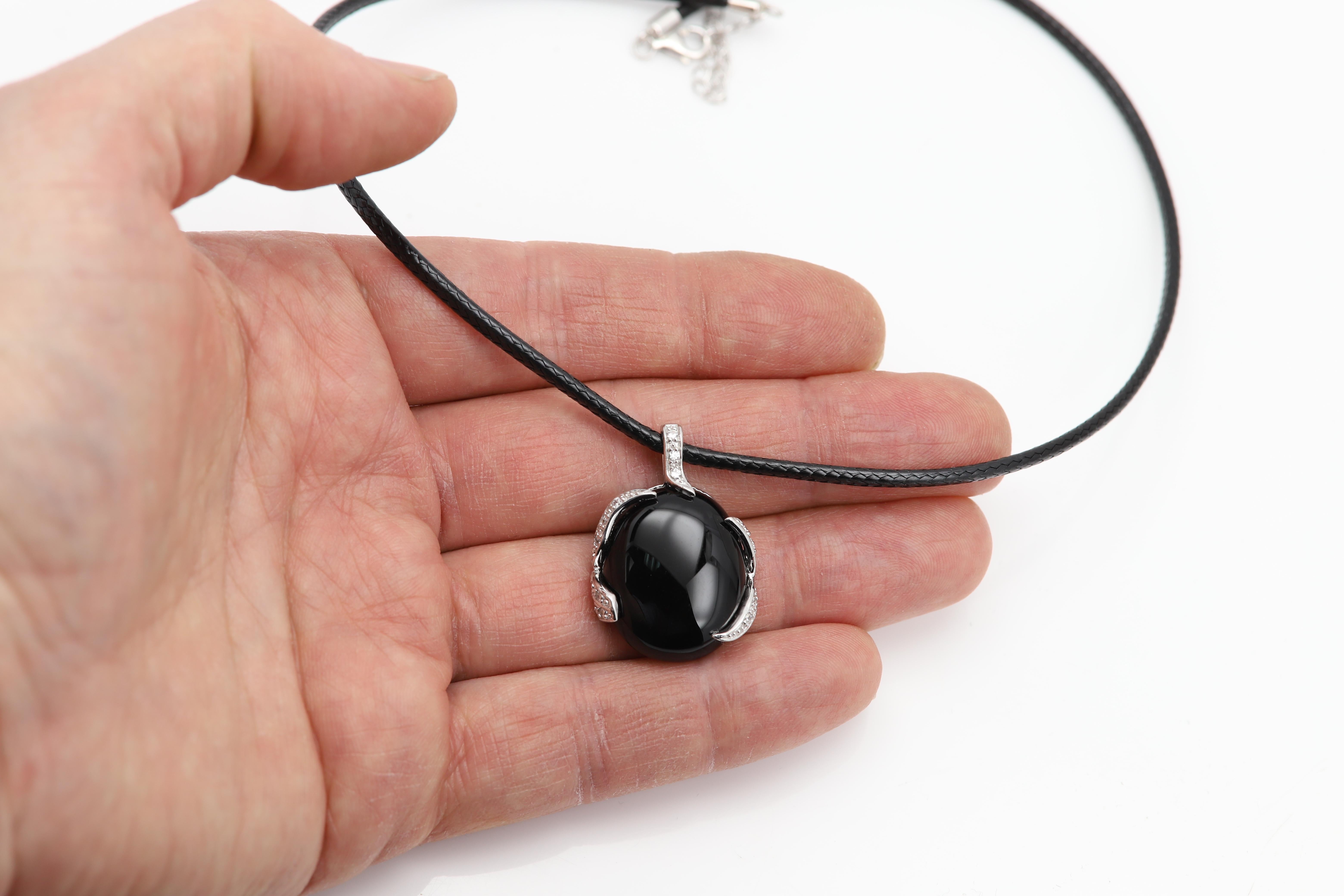 Cabochon Ciondolo in onice nero A. Silver 925 in vendita